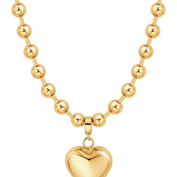 Jewelry - Gold Plated Heart Pendant Necklace Women Casual Elegant Gift Jewelry